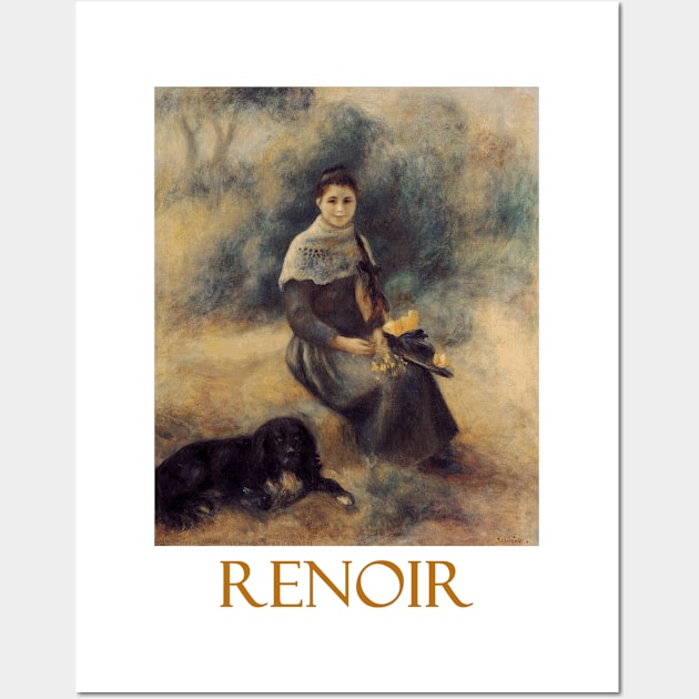 Young Girl with a Dog by Pierre-Auguste Renoir Wall Art by Naves